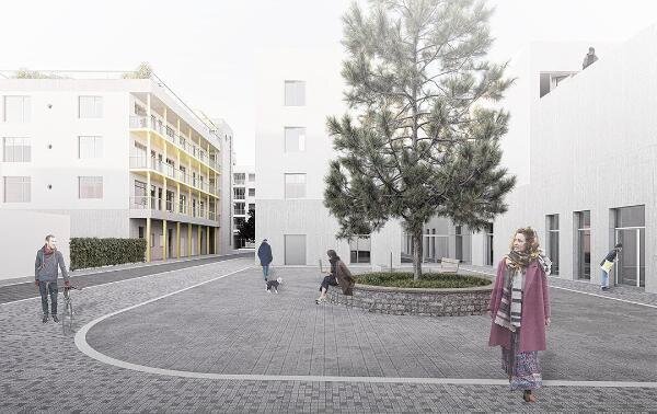 Vítezný projekt Dory Halamové s urbanistickým konceptem pro rozšíření a zahuštění centra města Jeseníku