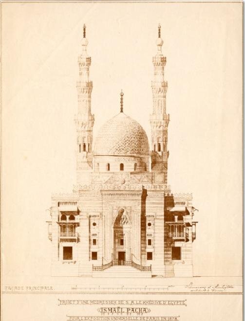 Paříž, mešita egyptského místokrále Ismá´íla paši pro Světovou výstavu, 1877, František Schmoranz ml. a Jan Machytka