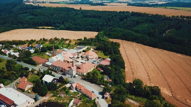 Pohled na pivovarský areál z ptačí perspektivy