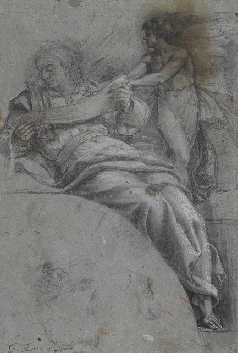 Sedící prorok s andělem, rok 1516, Sebastiano Luciani zvaný Sebastiano del Piombo