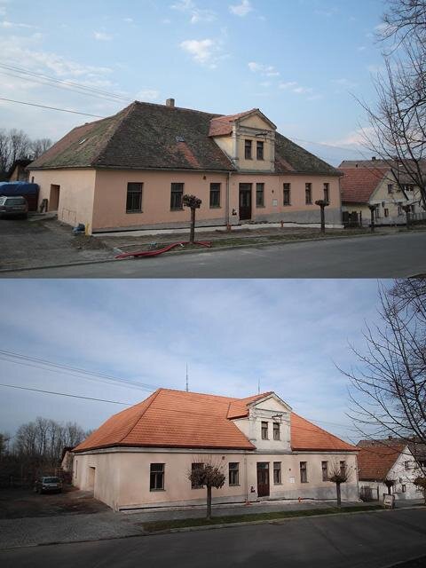 Srovnávací stav před a po provedení střechy