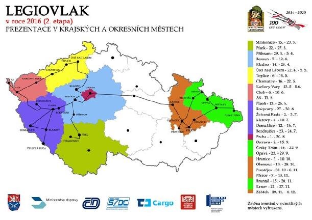 Legiovlak na své letošní pouti navštíví 28 míst České republiky.