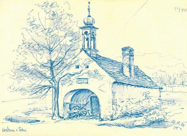 Skica kovárny z roku 1940