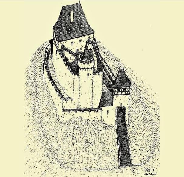 Kresba hradu Hukvaldy od Dali Figeli