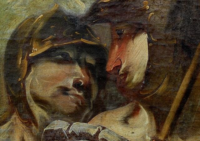 Detail malby. Stav před očištěním povrchu. 