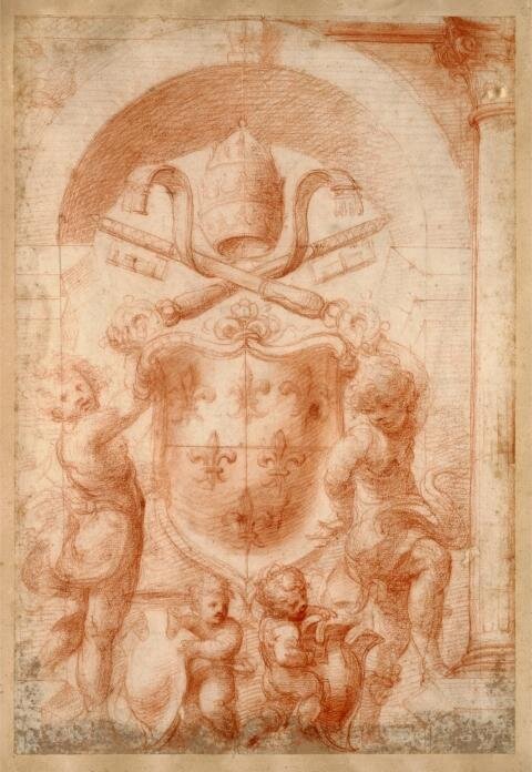 Michelangelo Anselmi, Alegorická dekorace s insigniemi papeže Pavla III. Farnese, 1535–1536