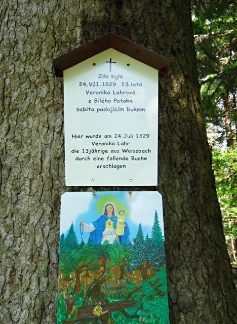 Malovaný obrázek, který připomíná tragickou smrt Veroniky Lahrové z roku 1829, je práce  Zdeňka Lehrocha. 