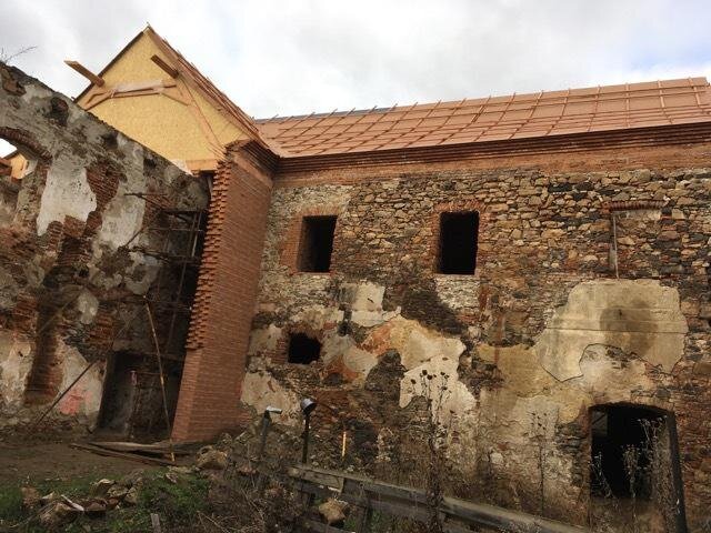 Pohled na nový krov zdola