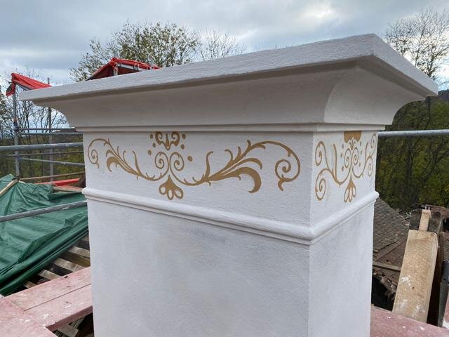 Detail obnoveného komínu