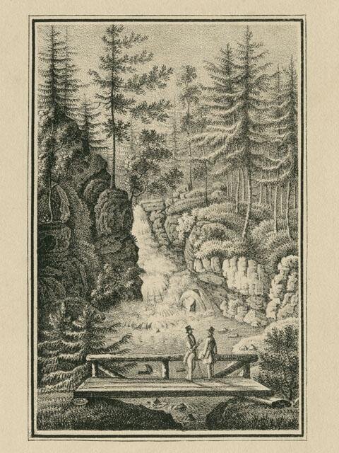 Vodopád, litografie