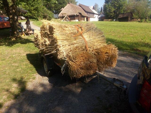 Sláma připravená na vázání došků