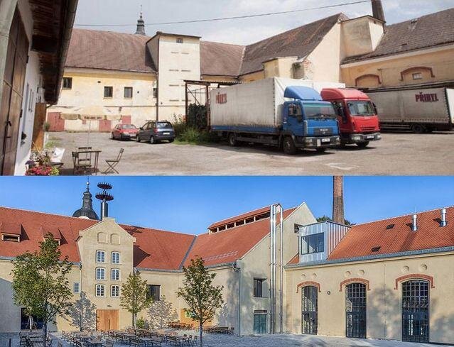 Srovnání stavu pivovaru před a po rekonstrukci