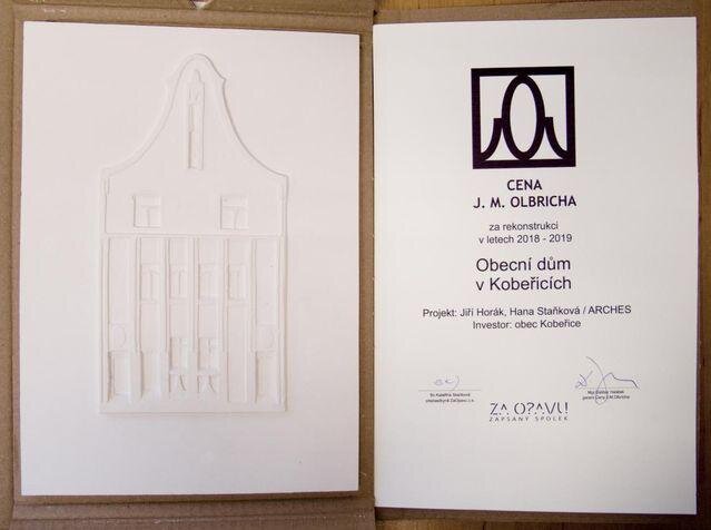 Cena J. M. Olbricha pro rekonstrukci Obecního domu v Kobeřicích