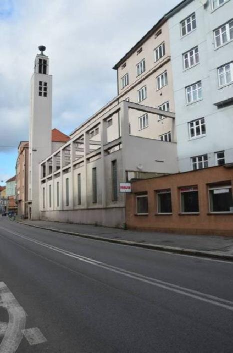 Tábor – Nové Město, Sbor Božích bojovníků Církve československé husitské, celkový pohled z Budějovické ulice
