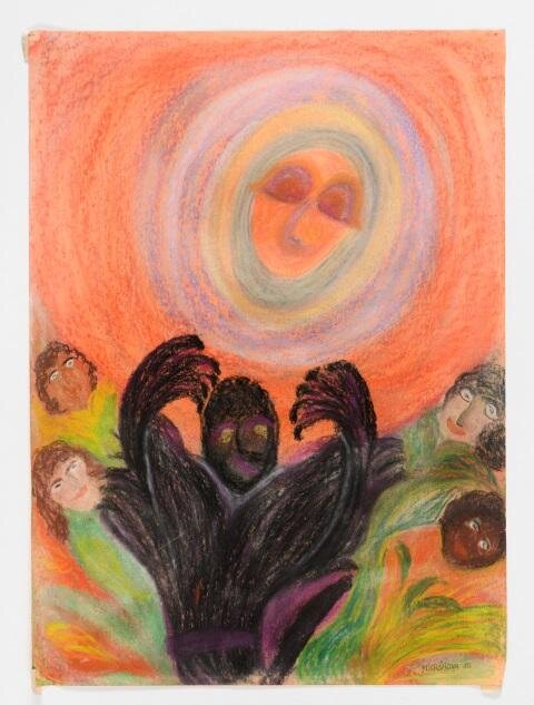 Žhnoucí slunce, pastel-papír – Marie Krůtová