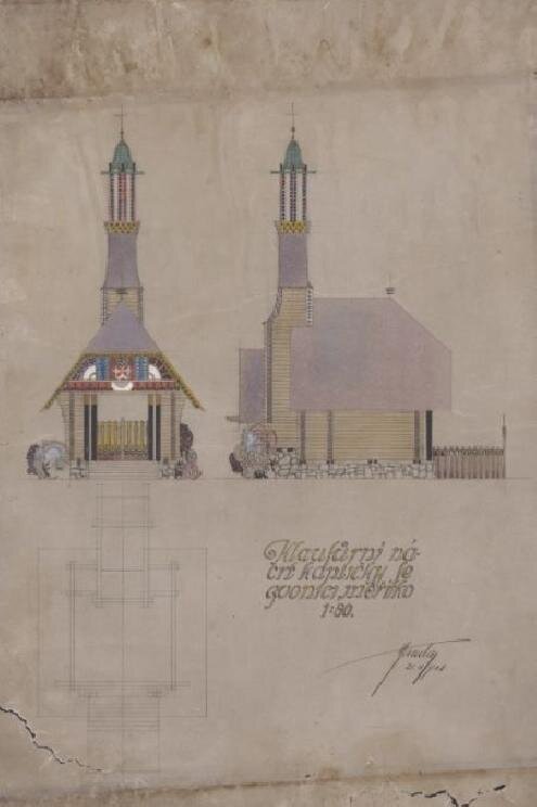 František Janda, Klasurní náčrt kapličky, 1908