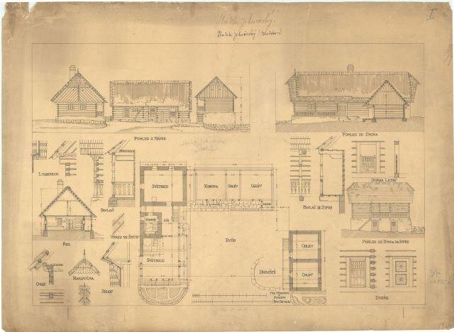 Výstavní dědina na Národopisné výstavě českoslovanské - D. Jurkovič, J. Vejrych, plánek z roku 1894