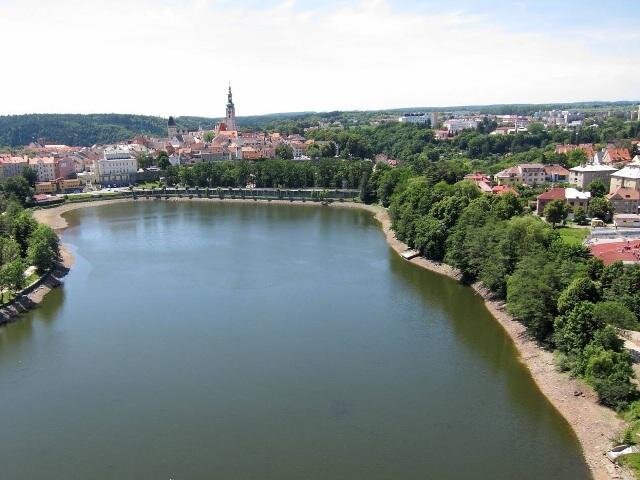 Letecký pohled na vodní nádrž Jordán