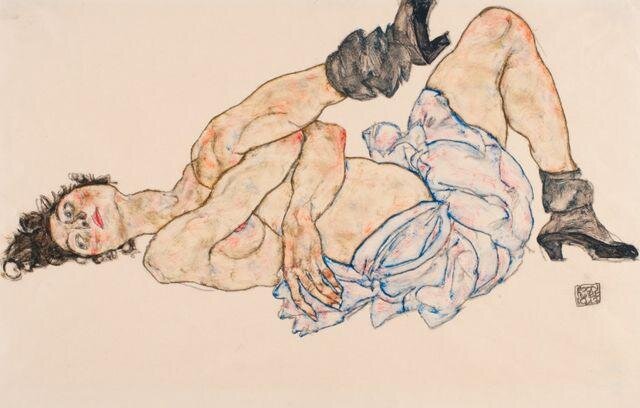 Egon Schiele, Ležící ženský akt, 1917