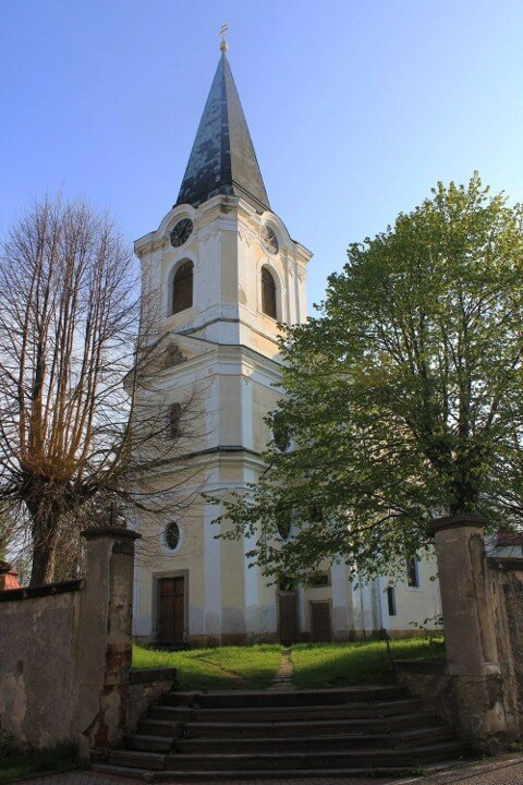 Průčelí kostela sv. Jiří v Jiříkově