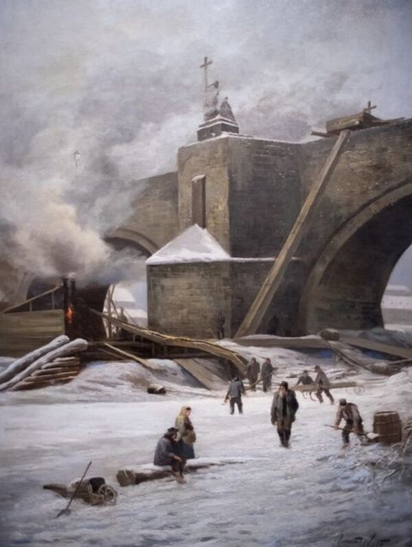 Raimund Antonín Wolf, Po zřícení Karlova mostu, 1891, olej