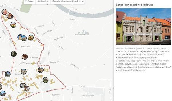 Náhled interaktivní mapy Žatce