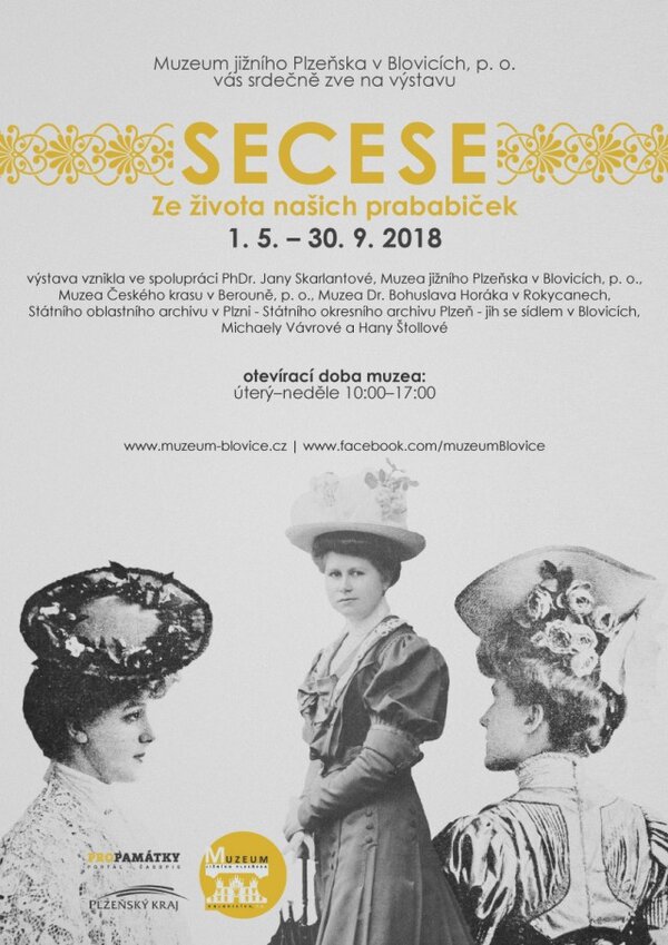 Plakát výstavy, která se ohlíží za životem našich prababiček na přelomu 19. a 20. století.
