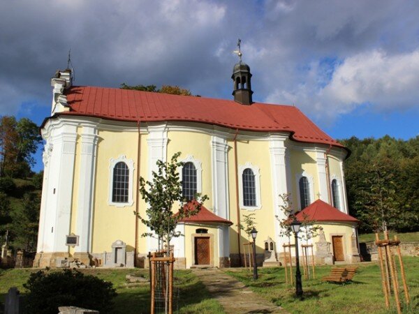 Barokní kostel sv. Petra a Pavla v Prysku