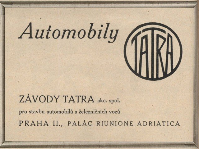Autentický reklamní inzerát v dobovém vydání časopisu Pestrý týden z roku 1927