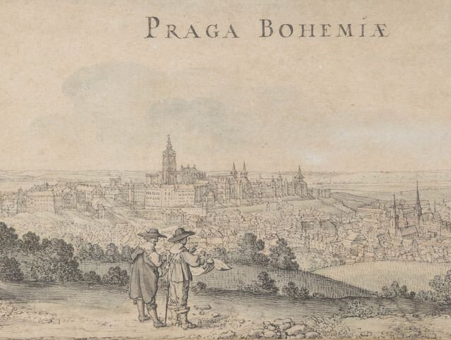 Pohled na Prahu ze svahu Petřína, 1636
