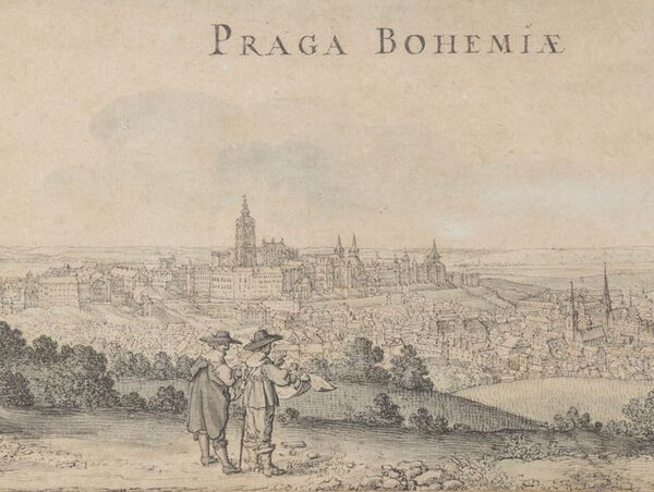 Pohled na Prahu ze svahu Petřína, 1636