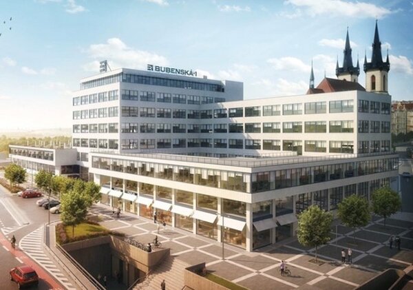 Výrazná budova Elektrických podniků z let 1927–1935 od architektů Adolfa Benše a Josefa Kříže představuje kvalitní příklad funkcionalistické architektury. (vizualizace nového stavu)