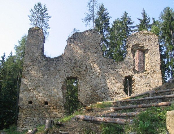 Zřícenina hradu Pořešín - torzo paláce