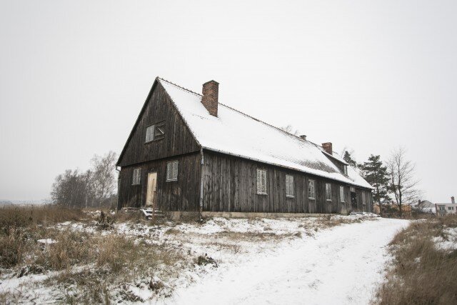 Dřevěná budova školní tělocvičny ve Stonařově