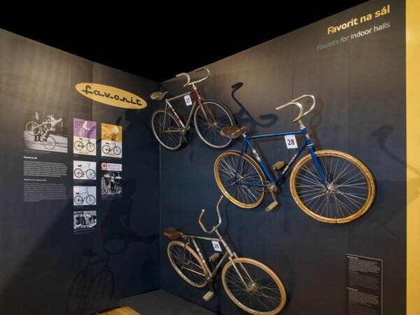 Na výstavě je k vidění 60 různých exemplářů jízdních kol značky Favorit.