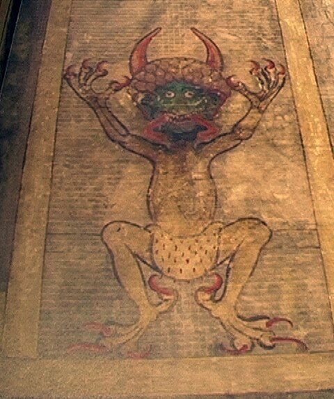 Portrét ďábla z Codexu gigas, který bývá nazýván také Ďáblova bible.