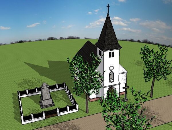 3D model zaniklé kaple Navštívení Panny Marie na Předním Cínovci