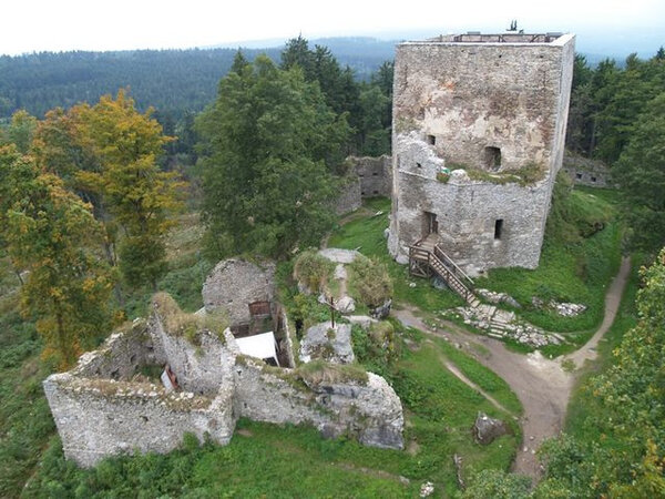 Vítkův Hrádek z leteckého pohledu