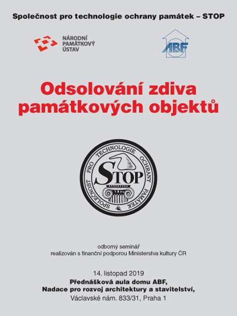 Nový sborník Společnosti pro technologie ochrany památek – STOP se týká problematiky odsolování zdiva památkových objektů.