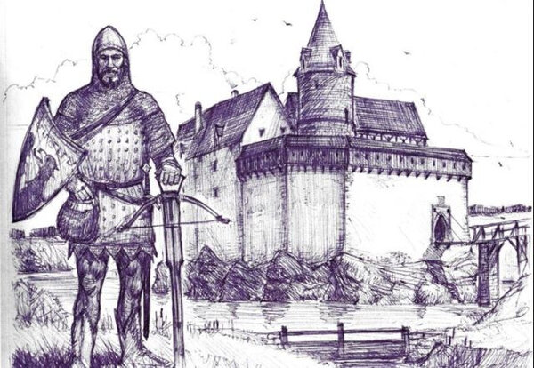 Kresba hradu Jenštejn Radka Melichara na základě podkladů Františka Podzimka