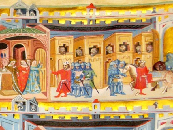 Na výstavě jsou k vidění i dva rukopisy Dalimilovy kroniky z 15. století. Na zobrazení Břetislav I. unáší Jitku z kláštera (ilustrační foto).